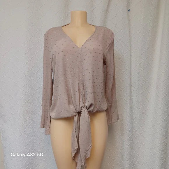 Entro Women's Blouse - Light Pink Tie-Front Size M - Picture 5 of 16